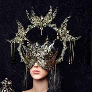 Set Saint Crow Halo & Blind Mask Cosplay Vikings Gothic - Etsy