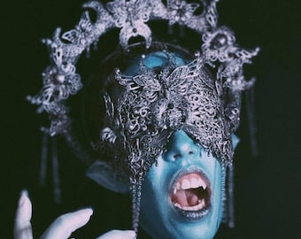 MADE TO ORDER Set headband & blind mask "Death Moth", cosplay, fantasy, gothic, vampir, witch