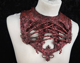 Chest armor "Skeleton hand" collar, larp, gothic, cathedral, horror, skull, religious, cosplay, goth crown, angel, vampire / MADE TO ORDER