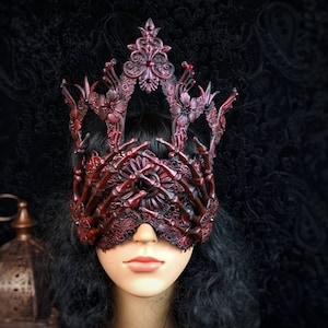 Skeleton hand cathedral blind mask, gothic, horror, fantasy, demon, cosplay, larp, medusa, witch, devil, costume/ Made to order