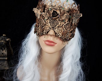 Ready for dispatch / blind mask "Butterfly Crown" blind optics, fantasy costume, fairytale, fairy, gothic crown, cosplay, vampire, pagan