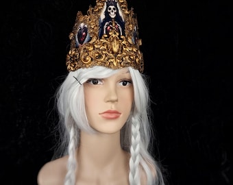 Ready to ship / church window crown "Catacombe heart" headdress, valkyrie, fantasy, vampire, shieldmaiden, gothic, cosplay, pagan