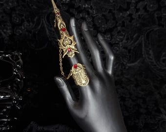 Ready to ship / 1 finger claw & ring "Dracula" fantasy costume, gothic claws, vampire costume, cosplay, bat claws, pagan