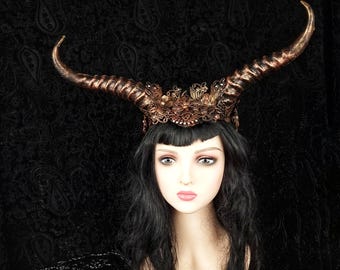 READY TO SHIP Horns headpiece, pagan, devil, witch, shaman, cosplay, larp, fantasy costume, faun, one or a kind