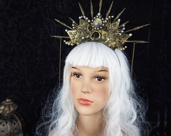 Ready for immediate delivery/crown "The Sun" headdress, fantasy costume, cosplay, larp, gothic, cathedral, headband