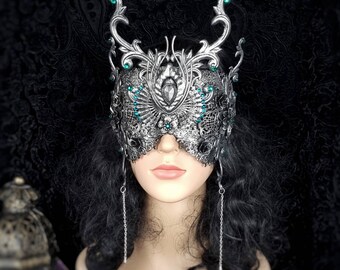 Ready for shipment / Mask in blind optics " Victorian Love " gothic, fantasy costume, larp, cosplay, vampire, headdress, blind mask
