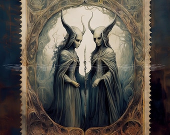 Gothic image, clip art, horror, spooky, digital art, junk journal, scrapbooking, postcard, home decor, sticker