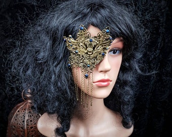 Made to order/eye patch angel, totally blind, cosplay, gothic crown, headdress, blind mask, vampire, larp, fantasy mask