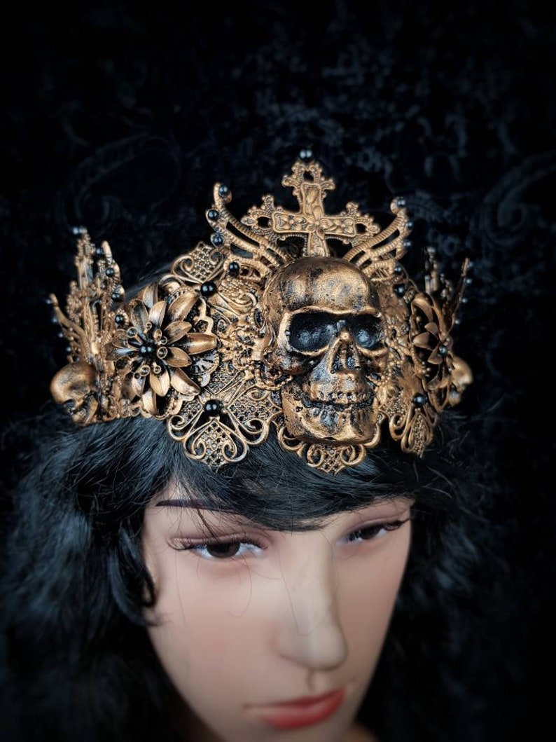 Goth crown Assassin Crown with skull and chains available in different colors and Style Warrior Headpiece