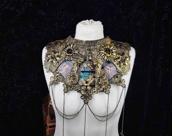 Stained glass, Chest armor "Cathedral" collar, cathedral headpiece, religious / Made to order