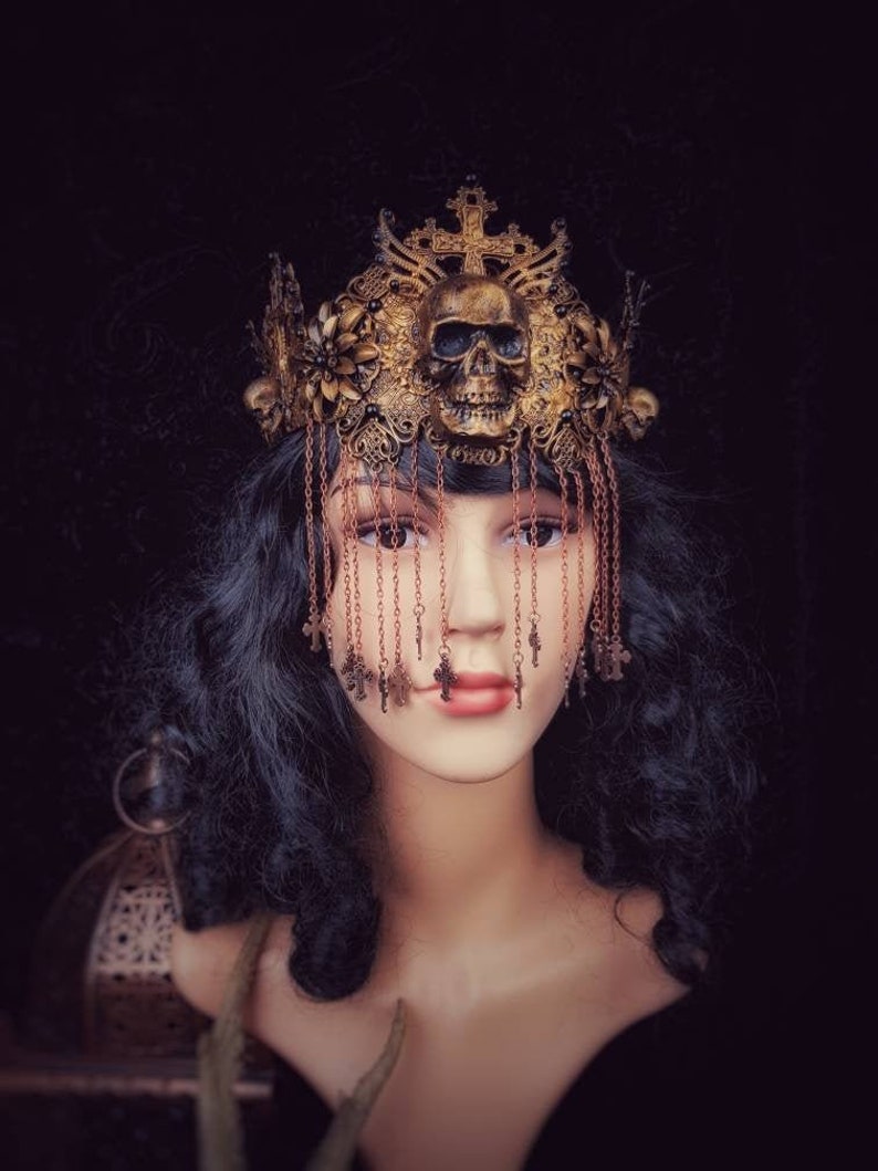 Goth crown Assassin Crown with skull and chains available in different colors and Style Warrior Headpiece