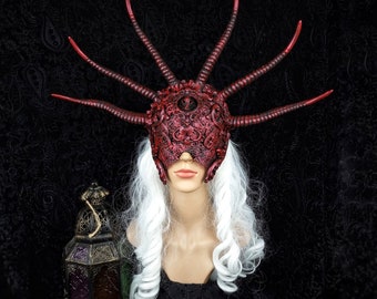 Ready for dispatch / blind mask "Vlad Dracul", demon mask, gothic crown, horns mask, fantasy costume, devil, vampire, Vikings