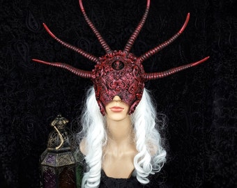 Made to order / blind mask "Vlad Dracul", demon mask, gothic crown, horns mask, fantasy costume, devil, vampire, Vikings