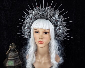 Cathedral angel Madonna headdress, Gothic crown, halo, sacral, cosplay, larp, wedding, fantasy / made to order