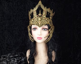 Made to order / Skeleton hand Face frame " Catacombe heart " crown, headdress, horror, fantasy, vampire, cosplay, gothic, larp