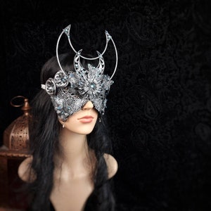 SET Halo & Blind Mask the Moon Fantasy Goth - Etsy