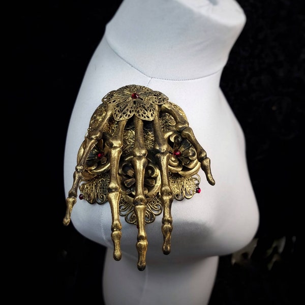 READY TO SHIP / 1 Skeleton hand epaulettes, death costume, reaper, valkyrie, shieldmaiden, shoulder armor, goth crown, blind mask, cosplay