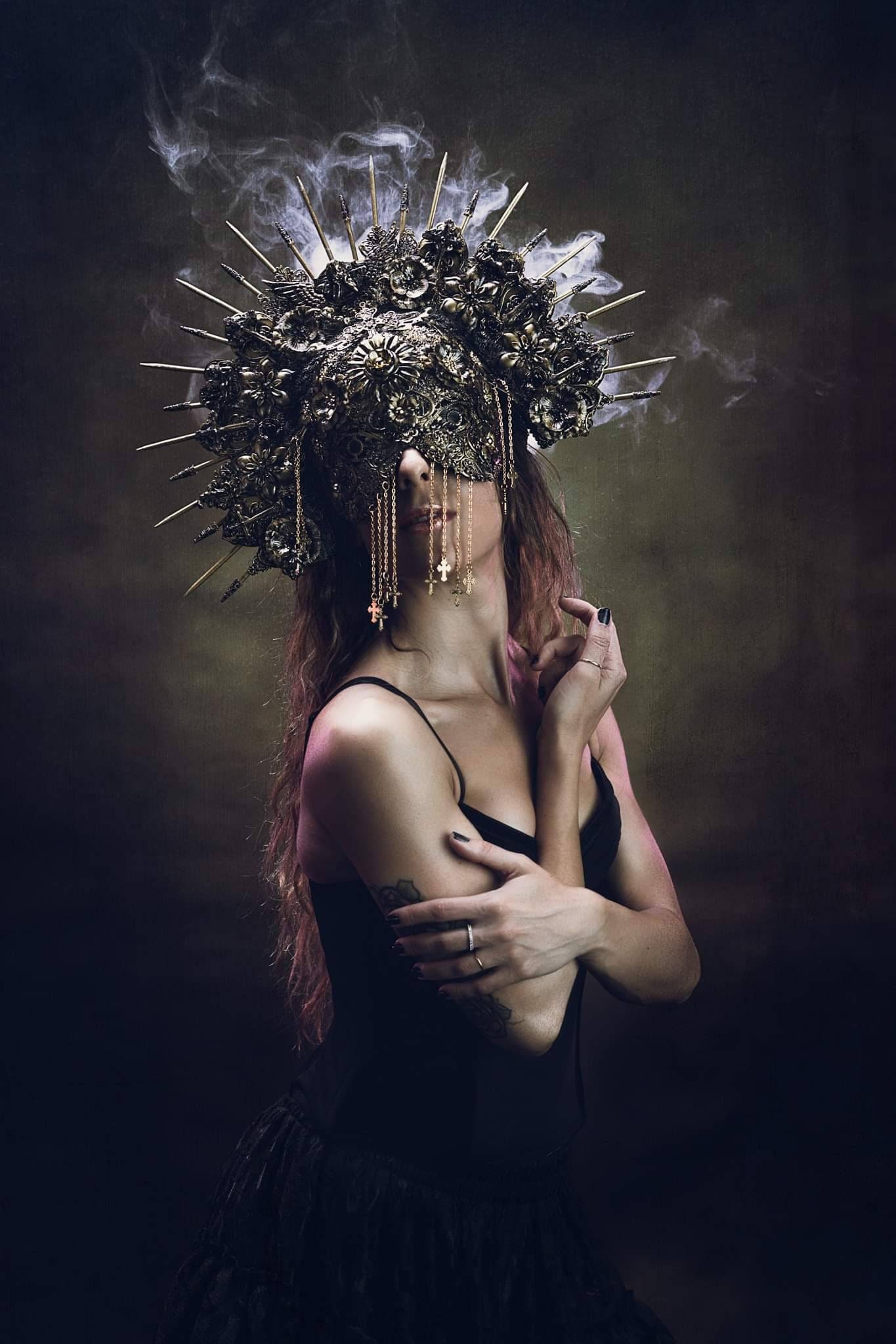 Gothic headpiece, Set of Halo headpiece & blind mask, Set aus