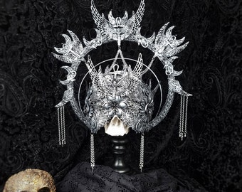 Made to order / Isis Halo Crown & blind mask, cleopatra, medusa, snake, headdress, fantasy costume, gothic, pagan, pharaoh