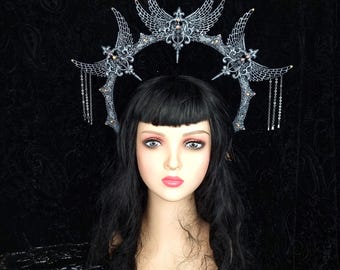 Ready to ship quickly/ Halo "Saint Crow", cosplay, gothic crown, headdress, vikings, pagan, Shieldmaiden, fantasy costume