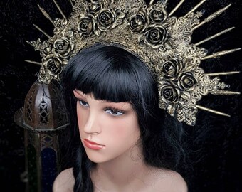Gothic Kopfschmuck "Rosen" Krone, Heiligenschein, larp, cosplay,vampir, Sakral, hochzeit, fantasy, kostüm / Anfertigung nach Auftrag