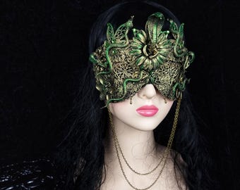 Faster shipping / blind mask, cleopatra, gaia, medusa costume, cobra, snake crown, fantasy, gothic, cosplay, pagan
