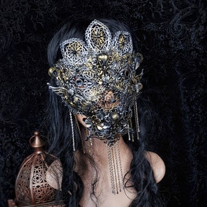 III.Set Raven blind mask & jaw mask, gothic headpiece, medusa costume, holy crown, goth crown, gothic crown, goth / Made to order
