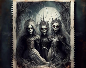Gothic image, Dark, Horror, Clip art, Digital art, Junk journal, Scrapbooking, Postcard, Home decor, Sticker