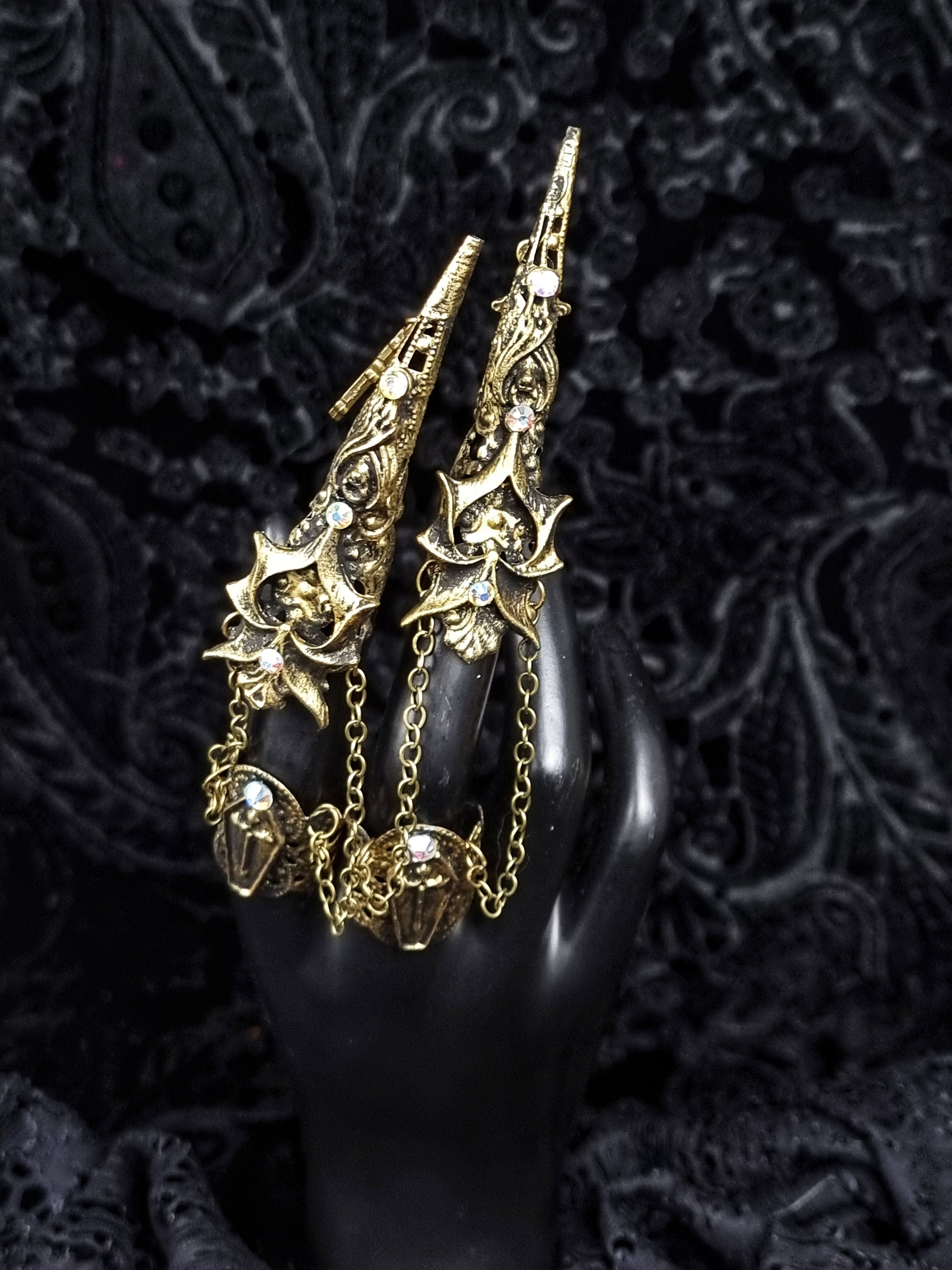 Black Finger Claw Rings sylva Gothic Nail Jewelry, Vampire Jewelry,  Valentine's Gift, Goth Valentine 