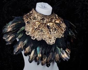 Chest armor "Black Swan" goth collar, gothic headpiece, medusa costume, blind mask, cosplay, Metal collar, cosplay / Made to measure