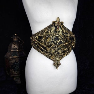 Waist Armor, Corset &quot;Cathedral&quot; skeleton hands, cosplay, fantasy, goth, vampire, belt, horror, larp, angel / Made to order