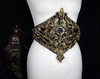 Waist Armor, Corset "Cathedral" skeleton hands, cosplay, fantasy, goth, vampire, belt, horror, larp, angel / Made to order