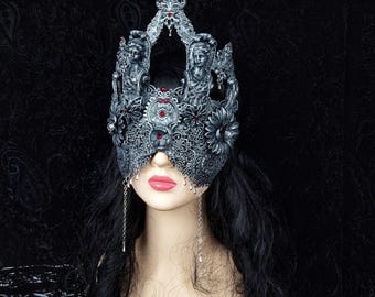 MADE TO ORDER cathedral blind mask "victoria" cosplay, vampire, fantasy, goth, crown, vodoo