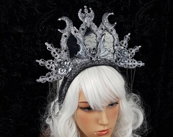 READY TO SHIP / Stained glass, Vampire Church, cathedral headpiece, blind mask, gothic crown, gothic headpiece, goth crown, cosplay,larp