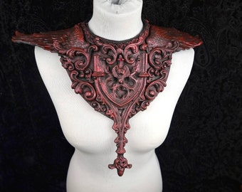 Chest armor, " Gargoyle " collar, larp, gothic, cathedral headpiece, wings, religious, cosplay, goth crown, angel, vampire / MADE TO ORDER