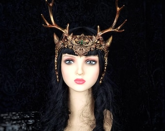 Ready to ship immediately / Face frame crown "Cernunnos horns" cosplay, larp, pagan, shieldmaiden, vikings, headdress, fantasy costume