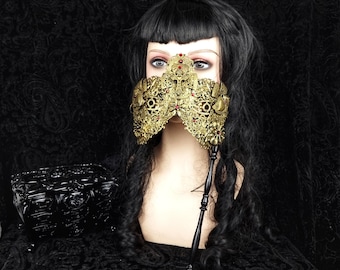 Faster shipping / blind mask "Carnival of Venice" with removable wand, fantasy costume, vampire, ball, crown, headdress, goth
