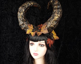 READY TO SHIP Horns headpiece, pagan, devil, witch, shaman, cosplay, larp, fantasy costume, faun, one or a kind