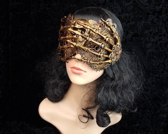 MORTEM MANUS Gothic Blind Mask | Skeleton Hands Mask | Skull Gothic Mask | Horror Mask | Masquerade Mask | Fantasy Couture | Made to order