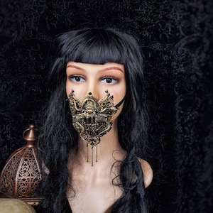 Scarab Jaw mask, mouth mask,fantasy mask, mask, mouth patch, medusa costume, cleopatra, gothic headpiece, blind mask, goth / Made to order