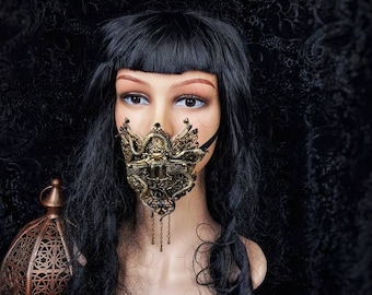 Scarab Jaw mask, mouth mask,fantasy mask, mask, mouth patch, medusa costume, cleopatra, gothic headpiece, blind mask, goth / Made to order