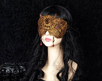 Made to order / blind mask "Flower Queen" blind optics, demon blind mask, devil, vampire, medusa, goth crown, cosplay