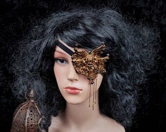 Eye patch " King Lionheart " , gothic crown, gothic headpiece, cathedral headpiece, goth crown, goth headpiece, medusa /MADE TO ORDER