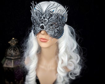 Blind mask "Death Moth Moon", cosplay, larp, fantasy costume, witch, pagan, fantsy costume, vampire, gothic / made to order