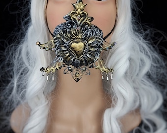 Small mouth mask "Eve" cosplay, larp, blind mask, pagan, witch, fantasy costume, gothic, headdress / Made to order