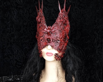 Made to order / Bat mask "Bat warrior" blind mask, fantasy, gothic crown, cosplay, vampire, cat mask, warrior
