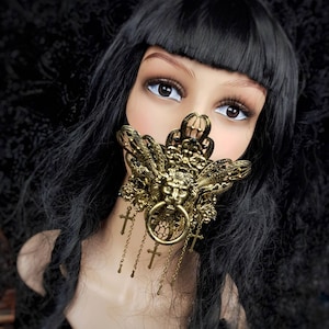 King Lionheart Jaw mask, mouth mask, mouth patch, gothic mask, gothic headpiece, blind mask, baroque mask, goth / Made to order