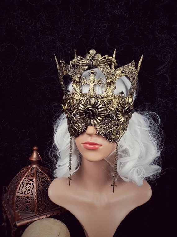 II. Cathedral blind mask, fantasy, sacred, holy mask, angel, cosplay, larp, Venice Carnival / Made to order