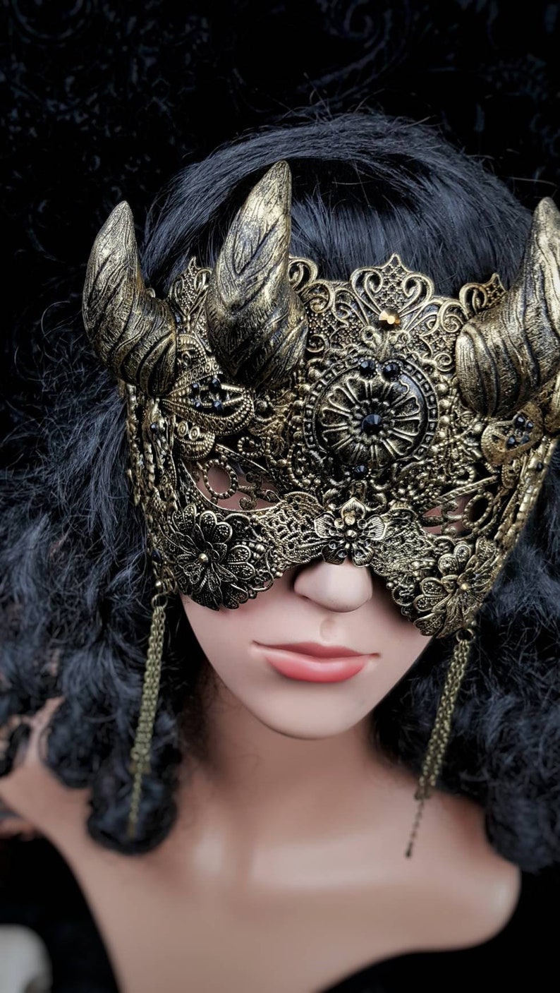 Blind Mask Hades Horns Mask Demon Dragon Etsy
