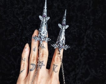 Ready to ship / 2 finger claws vampire, fantasy costume, gothic claws, fantasy costume, cosplay, bat claws, pagan,